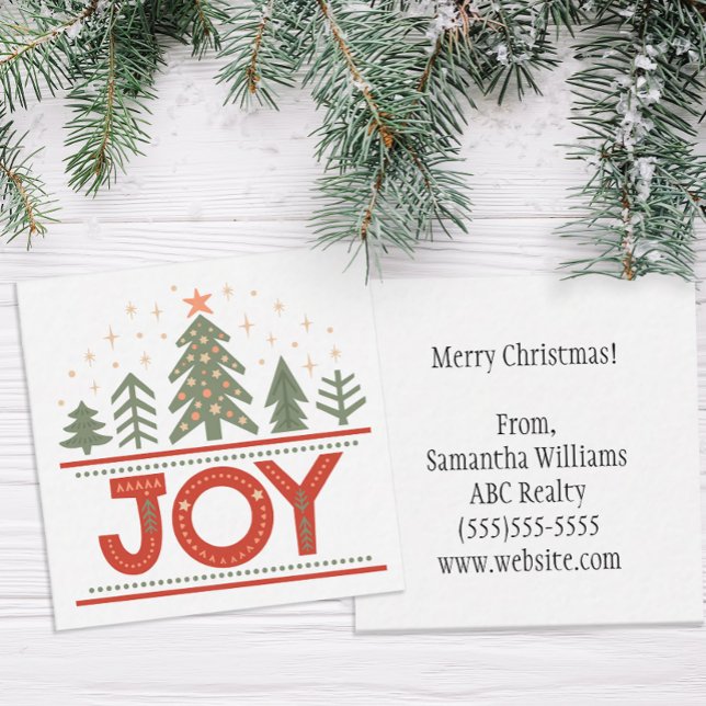 Customer Christmas Joy Boho Holiday Note Card (Christmas Customer Pop By Notecard)