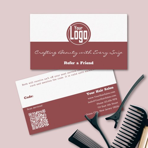 Customer Code Hair Salon Refer a Friend Referral Card