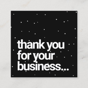Customer Discount Thank You Black White Stars Square Business Card