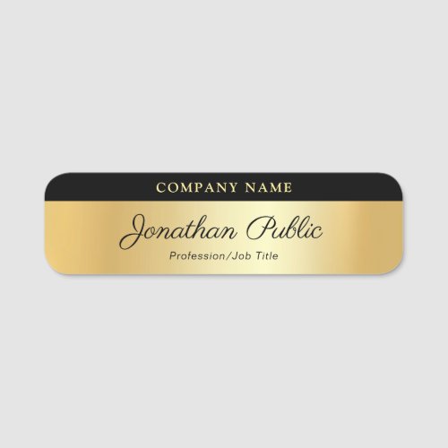 Customer Elegant Gold Template Typography Script Name Tag