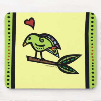 CUSTOMER FAVORITE - "POPPY" THE LOVE BIRD GREEN MOUSE PAD