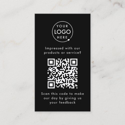 Customer Feedback  QR Code Black Business Review Business Card