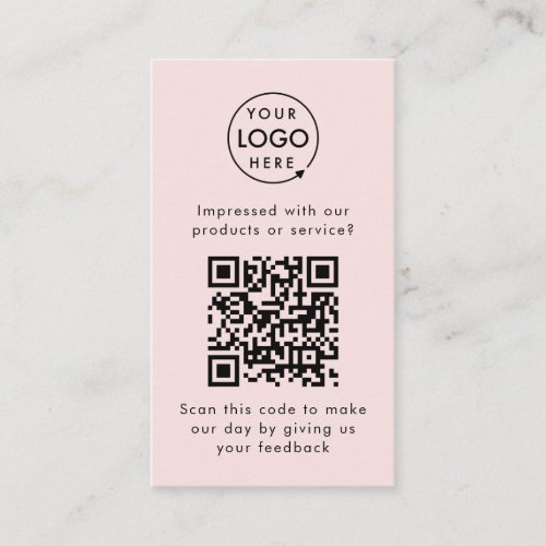 Customer Feedback QR Code Pink Business Review Business Card