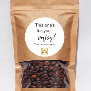 Customer gift black script business logo classic round sticker