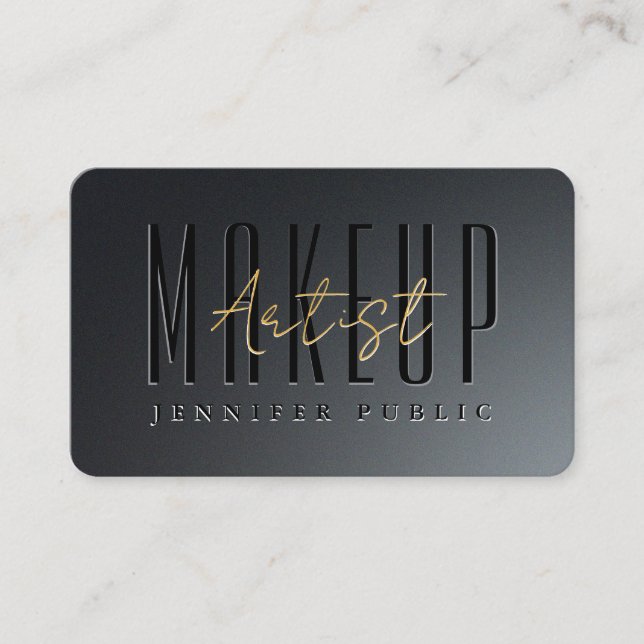 Customer Gold Script Ocean Size Makeup Artist Business Card (Front)