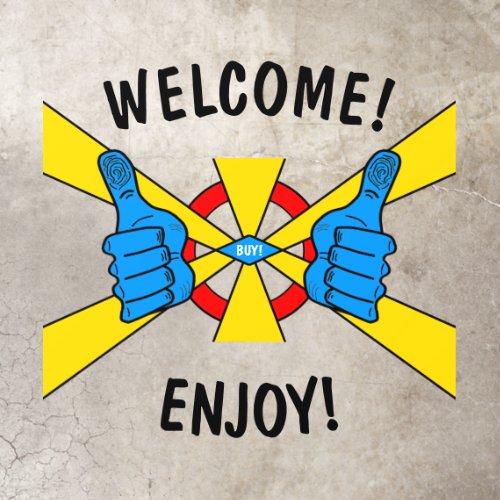 Customer greeting thumbs_up sign v1 floor decals