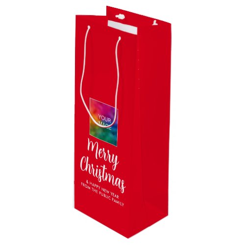 Customer Image Photo Logo Text Merry Christmas Wine Gift Bag