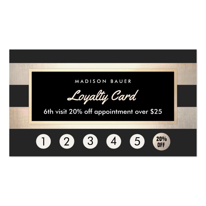 Customer Loyalty 6 Punch Gold And Black Stripes Business Card Zazzle