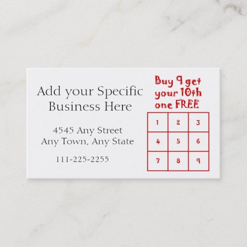 Customer Loyalty Punch Card - Generic Business use Business Card Template