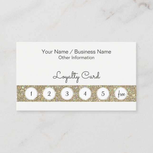 Customer Loyalty Punch Card With Glitter Bar (Front)