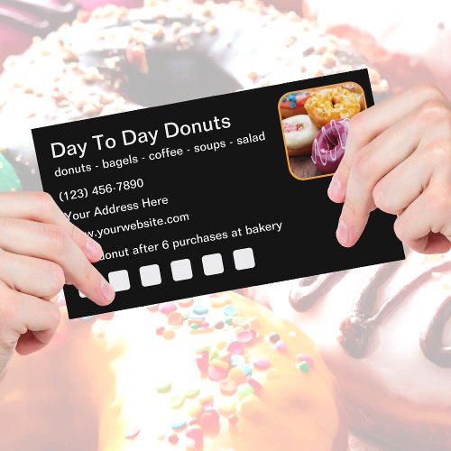 Customer Loyalty Rewards Donut Shop Business Card