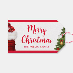 Customer Merry Christmas Text Pine Tree Template Gift Tags