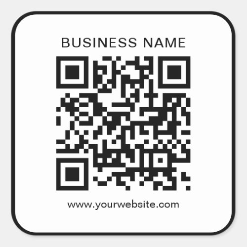 Customer Minimalistic Business QR Code Black White Square Sticker