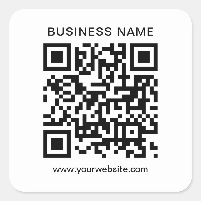 Customer Minimalistic Business QR Code Black White Square Sticker (Front)
