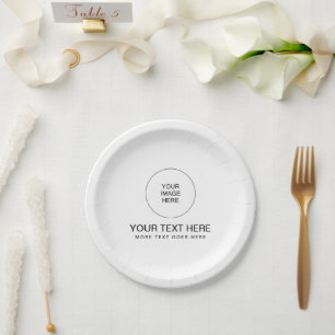 Customer Modern Minimalist Simple Your Photo Round Paper Plates