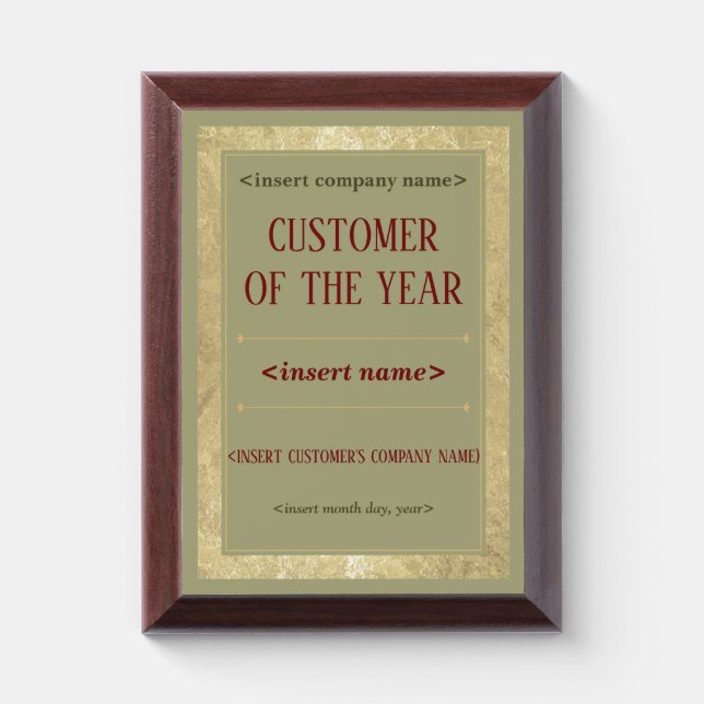 Customer of the Year Award Plaque (Vertical)