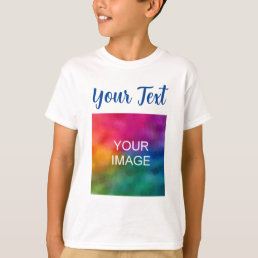 Customer Photo Text Kids Boys Script Typography T-Shirt