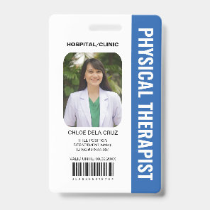 Customer Physical Therapist Medical Staff Blue ID Badge