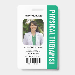 Customer Physical Therapist Medical Staff Green ID Badge