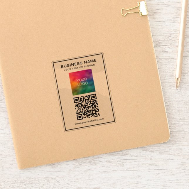 Customer QR Code Business Logo Name Text Template Sticker (Notebook)