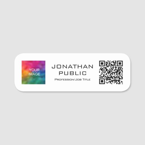 Customer QR Code Member Photo Or Company Logo Here Name Tag