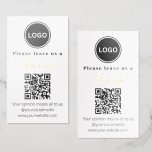 Customer Review QR code Link Foil Business Cards