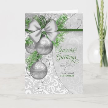 Customer Season's Greetings Silver Ornaments Holiday Card by BusinessExpressions at Zazzle