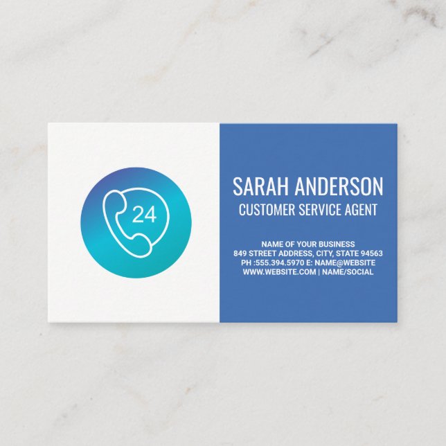 Customer Service Agent | Call Center Phone Icon Business Card (Front)