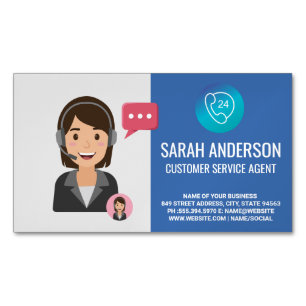 Customer Service Agent   Phone Operator Business Card Magnet