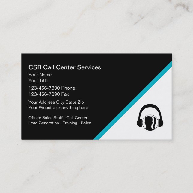 Customer Service Call Center Business Cards (Front)