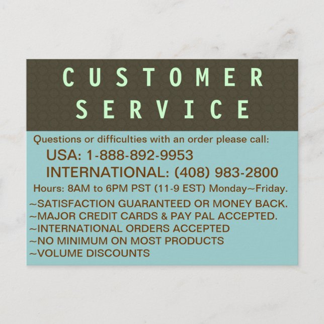 Customer Service - INFO Postcard (Front)
