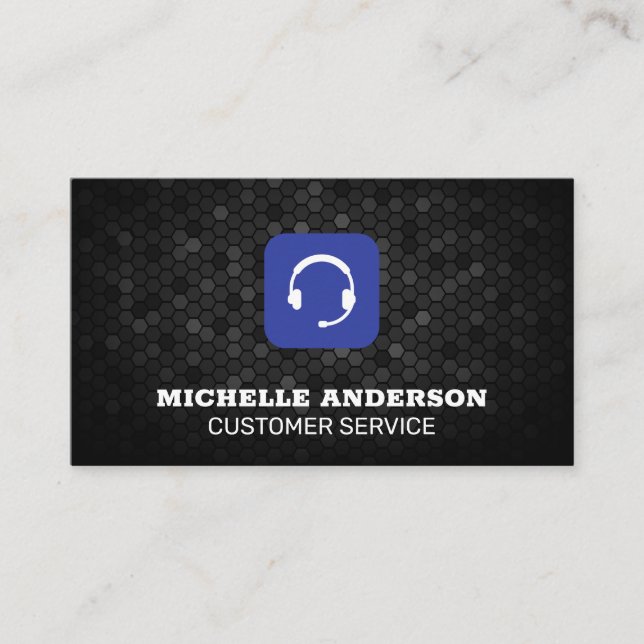 Customer Service Rep Headset | Geometric Business Card (Front)