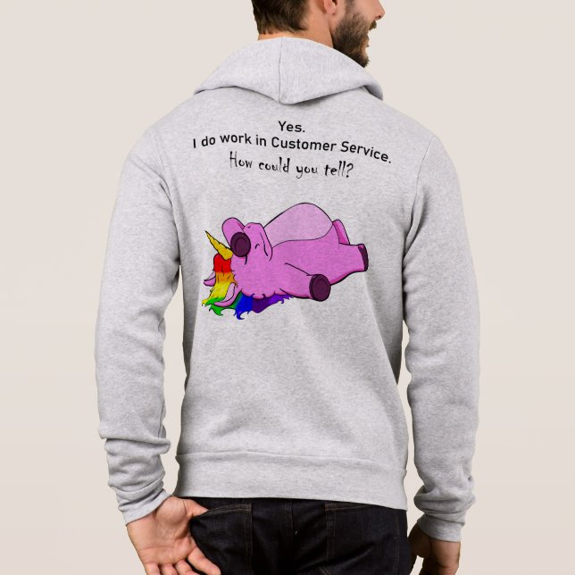 Customer Service Unicorn Hoodie (Back)