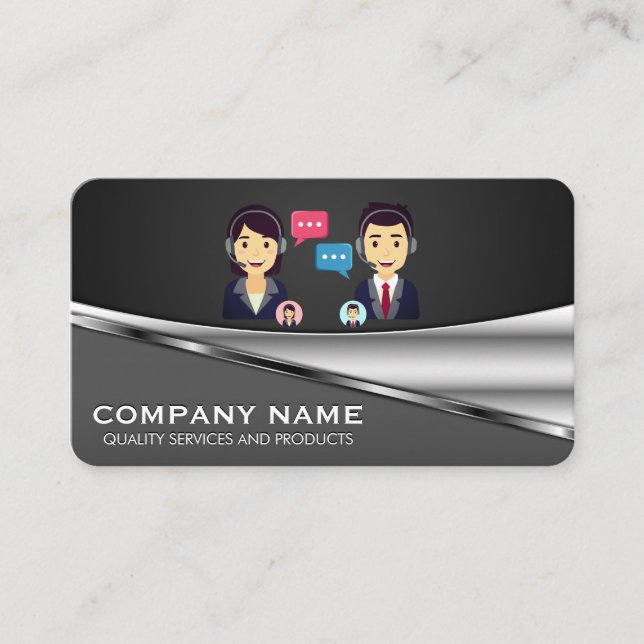 Customer Service Workers | Headset | Call Center Business Card (Front)
