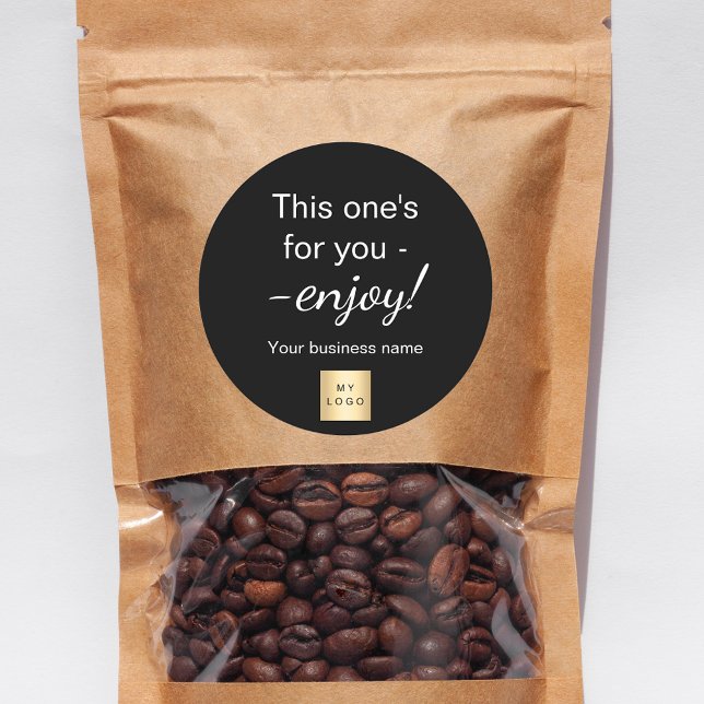 Customer shopping black business logo wrapping classic round sticker (Creator Uploaded)