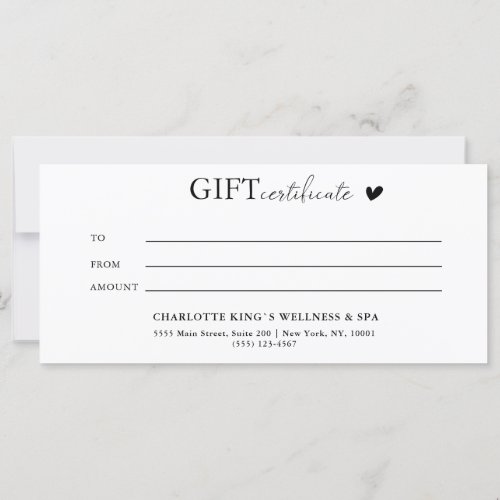 Customer specific Business Gift Certificate