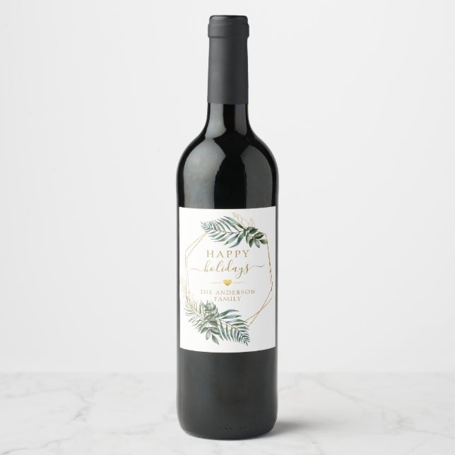Customer specific Christmas Botanical Wine Label (Front)