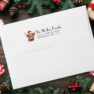 Customer Specific, Christmas Cow with Santa Hat Envelope