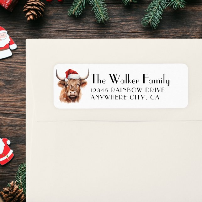  Customer Specific, Christmas Cow with Santa Hat Label (Christmas Cow Label Sticker)