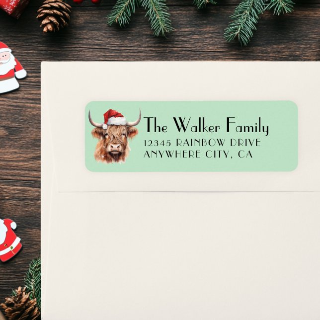  Customer Specific, Christmas Cow with Santa Hat Label (Christmas Cow Label)