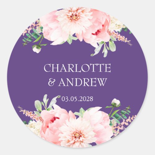 customer_specific floral wedding classic round sticker