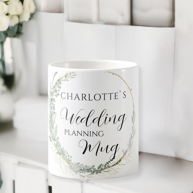 Customer specific, floral "Wedding-Planning-Mug".  Coffee Mug (Customer specific, floral "Wedding-Planning-Mug". Coffee Mug, with the name of the Bride..)