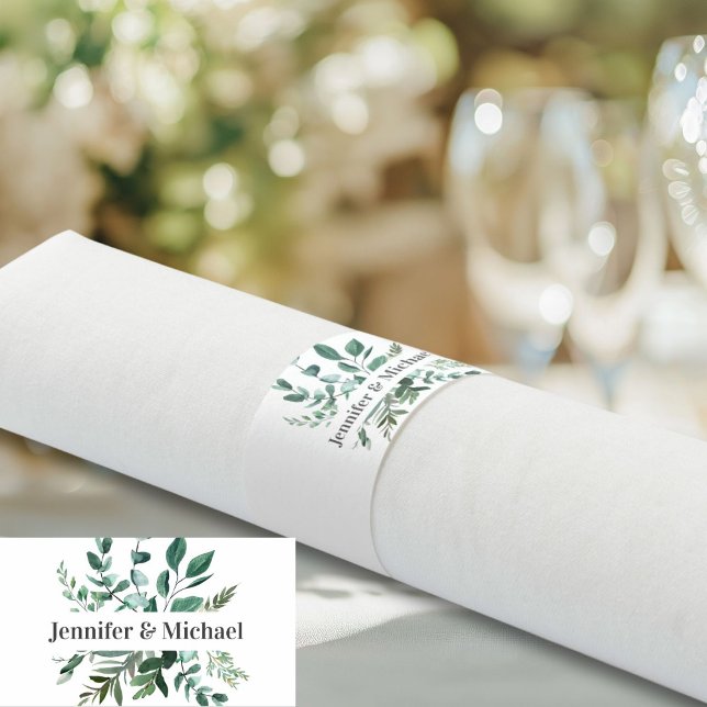 Customer-specific Leafy  Napkin Bands (Customer-specific Leafy Napkin Bands with your Name & Date.)