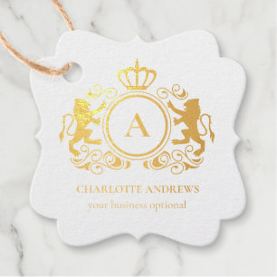 customer specific logo Monogram Wappen Foil Favor Tags