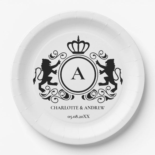 customer specific logo Monogram Wappen Paper Plates (Front)