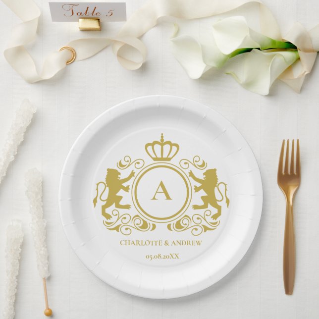 customer specific logo Monogram Wappen Paper Plates (Wedding)