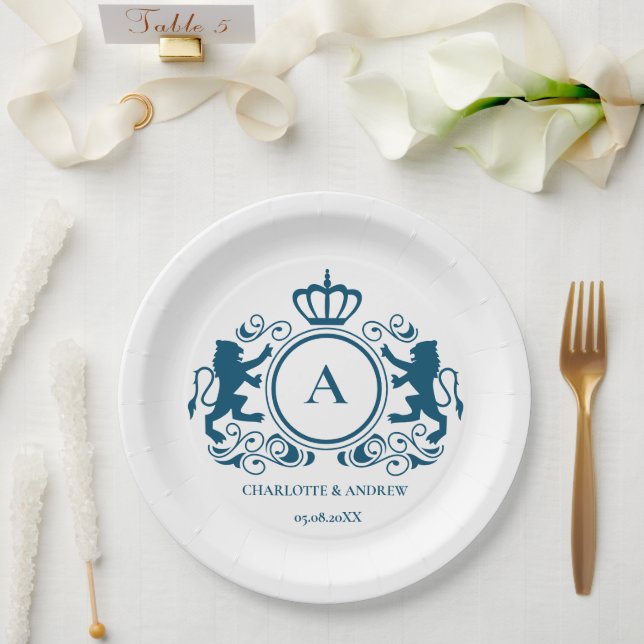 customer specific logo Monogram Wappen Paper Plates (Wedding)