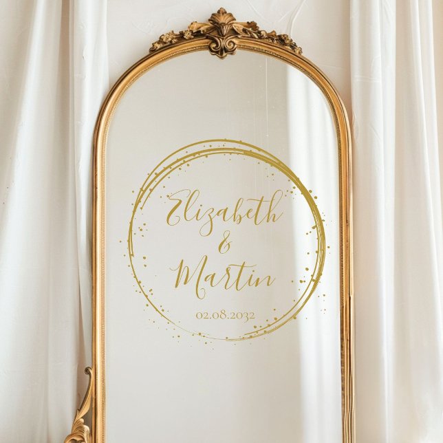 Customer specific modern, circle wedding window cling (Customer specific modern, circle, wedding, window cling with your names and date.)