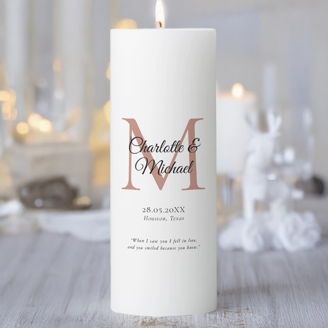 Customer Specific, Monogram Wedding, Poem Pillar Candle (Customer Specific, Monogram Wedding, Poem Pillar Candle, with your Monogram, Date, Name & Quote.)