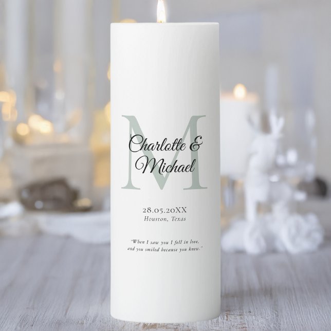 Customer Specific, Monogram Wedding, Poem Pillar Candle (Customer Specific, Monogram Wedding, Poem Pillar Candle, with your Monogram, Date, Name & Quote.)